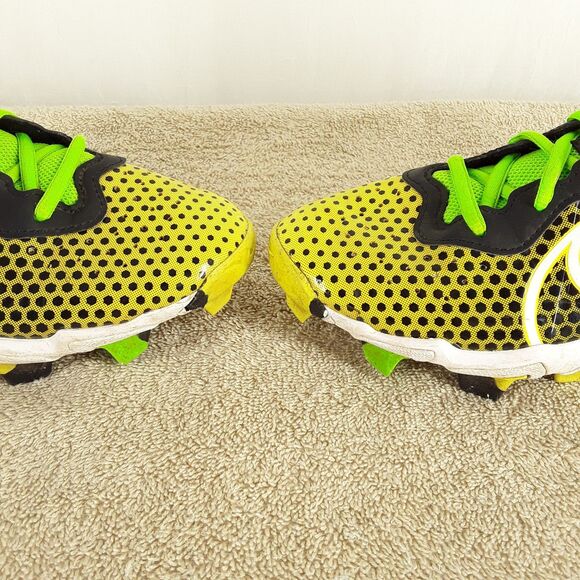 NIKE Baseball Cleats Youth size 6Y, Alpha Huarache Kids Shoes black yellow green - Picture 6 of 11